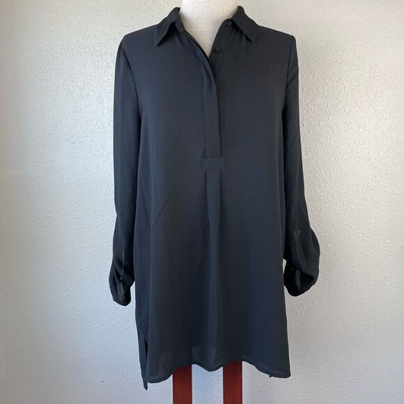 Pleione Black Button Down Top Size M EUC - Picture 1 of 9